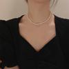 Collar sencillo de perlas de agua dulce con forma de grano de arroz, diseño elegante y moderno, cadena de clavícula, estilo retro, collar para novias de celebridades de Internet para mujeres.