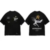 Camiseta Casual Solta de Manga Curta com Estampa de Slogan Icônico High Street para Mulheres e Homens
