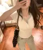 Camiseta de Manga Corta con Cuello Redondo de Color Contrastante para Mujer, Top de Punto Casual Sencillo, Top Corto Ajustado