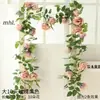 Enredadera de rosas artificiales, enredadera de flores falsas, decoración de flores colgantes para valla de aire acondicionado, tubería de enredadera, cubierta de pared de plástico de alta calidad