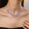 Conjunto de Dos Piezas de Pendientes y Collar con Borlas de Pedrería Estilo Europeo y Americano, Cadena de Clavícula de Lujo Ligero a la Moda, Conjunto Elegante de Gama Alta de Accesorios para el Cuello