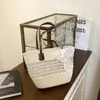 Bolsa de praia feminina de verão da moda, bolsa de ombro tecida de grande capacidade, cesta de palha de rattan, cesta de compras, bolsa balde