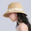 Sombrero de Pescador con Lazo Tejido de Rafia Estilo Chanel para Mujer, Transpirable con Protección Solar para Verano, Viajes, Vacaciones