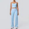 Conjunto de Sujetador Deportivo Sexy con Tirantes Espalda Bonita Pantalón Recto de Pierna Ancha Ropa de Yoga Ocio al Aire Libre Ropa para Correr y Fitness