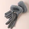 Luvas Quentes para Mulheres no Inverno, Espessadas com Lã, Fofas, à Prova de Vento, Espessadas com Lã, Adequadas para Ciclismo ao Ar Livre, Luvas Quentes com Tela Sensível ao Toque