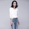Camiseta de Manga Larga de Algodón Peinado de 220g para Mujer, Camiseta Base Blanca Holgada, Top Blanco Puro para Capas, Adecuado para Estilo Urbano