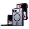 Adecuado para funda de teléfono magnética iPhone Duo, acabado mate transparente con eje central integrado, funda plegable Apple con tacto similar a la piel y protección anticaída