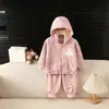 Conjunto de Top con Capucha de Estilo Coreano Nuevo para Niñas Primavera y Otoño, Lindo Conjunto de Dos Piezas Casual con Dibujos Animados para Niñas