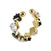 Anel Quadrado de Aço Inoxidável com Zircônia Estilo Ins Joias Europeias e Americanas Moda Transfronteiriça Anel Ajustável Cravejado com Diamantes 18K para Mulheres