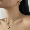 Brincos e colar com pingente de coração, estilo ins europeu e americano, moda, personalidade, joias retrô simples para mulheres, temperamento