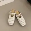 Mules cerrados transpirables tejidos para mujer, nuevo modelo 2026, sandalias de una sola tira para mujer, adecuados para usar al aire libre en verano
