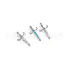 Arete de Acero de Titanio F136 Espada Cruzada con Zirconia 5A Arete Hélice Daga Titanio G23 Joyería para Piercing con Rosca Interna