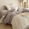 Conjunto de Roupa de Cama de Veludo Leite Outono e Inverno Conjunto de Quatro Peças Capa de Edredom Espessa de Veludo Coral Dupla Face Lençol de Flanela Peça Única Conjunto de Três Peças