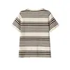 Camiseta de Punto Rayada Estilo Old Money con Cuello Henry para Mujer, Ajuste Holgado Primavera y Verano, Adelgazante, Versátil, Manga Corta Hombro Normal Venta al por Mayor