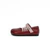Xshx Correa Ballet Niñas Otoño Ale Plisado Punta Ancha Zapatos Infantiles Wenzhou con Suela de Goma Antideslizante y Velcro