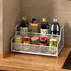 Estante para especias, estante de almacenamiento para cocina, organizador de encimera para aceite, sal, salsa y vinagre, ahorra espacio, estante pequeño para especias para el hogar