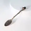 Cuchara de grava de cristal natural, cuchara para helado, cuchara para postre, cuchara mezcladora de mango largo tallada creativamente, disponible para venta al por mayor