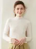 Suéter de Cachemira Jacquard para Mujer, Nuevo Otoño/Invierno Manga Larga Corto Delgado Jersey de Punto Base, Suéter Holgado para Mujer