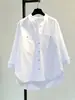 Camisa top de manga comprida casual solta versátil estilo novo primavera-verão Amazon transfronteiriça europeia e americana frente curta costas longas