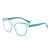 Gafas antiazules 2024 para mujer, estilo PC, con base en la pierna, estilo retro, con placa de color y espejo 5715