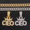 Popular Cadena de Oro Grande Hip-Hop Transfronteriza Europea y Americana Cadena Cubana con Colgante de Letra Diamante Ceo Collar Joyería de Moda y Genial para Hombre