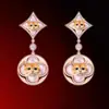 [Colección de Flores] Pulsera de Trébol de Cuatro Hojas Fritillaria Versión Alta Collar de Diamante Redondo Anillo de Diseño de Lujo Alto Pendientes para Mujer