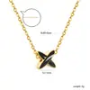 Collar Colgante Japonés y Coreano Nuevo Forma de X Diseño de Nicho Colgante de Corazón Cadena para Clavícula Chapado en Oro de 18K Acero Inoxidable Joyería