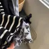 Pantalones Casuales de Primavera y Otoño para Niñas, Marca de Moda Infantil Elegante, Pantalones de Campana Rayados Elásticos con Volantes Estilo Coreano