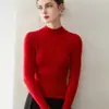 Nuevo suéter de cachemir 100% puro para otoño e invierno para mujer, cuello semialto, corte ajustado, cálida prenda interior de punto para mujer