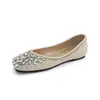Sapatos de casamento personalizados em estilo francês, sapatos rasos slip-on estilo fada para mulheres, sapatos baixos com strass, sapatos femininos de tamanho grande