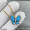 Collar Van Cleef V Gold Marquise Mariposa para Mujer con Nácar Blanco, Turquesa y Oro Rosa, Cadena para Clavícula Finamente Grabada, Venta Directa del Fabricante