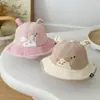 Bonito sombrero infantil de dibujos animados para otoño e invierno, bonito sombrero tipo cubo para niños pequeños, unisex, versátil sombrero de pescador de pana