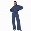 211468 outono e inverno novo cross-border Europa e Estados Unidos cor sólida solta manga longa gola redonda moda feminina casual calças largas terno