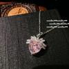 Pulsera de Flor de Cristal Rosa Papalacha Chapado en Oro de Familia Rica Oro de 18K Polvo Barbie Anillo de Zircón Fresa
