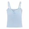 Camisola Azul Bm Style de Encaje con Volantes, Dulce y Picante, con Almohadillas en el Pecho, Ropa Exterior Ajustada, Capa Base, Top de Tubo