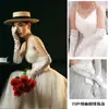 Guantes Satén Largos Blancos Encaje Perforado Caliente Niña Novia Vestido de Boda Atmósfera de Cumpleaños Foto Manga de Mano COS