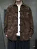 Chaqueta estampada estilo chino para hombre para primavera y otoño, corte holgado, talla grande, pana, cuello de camisa retro con botones, estilo traje Tang, prenda exterior casual