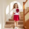 Camiseta de Verano Nueva con Diseño de Flor Estéreo y Pantalones Culotte Superpuestos para Niñas, Traje de Dos Piezas Sh5147