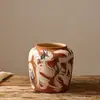 Conjunto de três vasos de cerâmica retrô com pinceladas feitas à mão, vaso de flores de cerâmica grossa estilo Wabi-Sabi, padrão artístico de pinceladas, ornamento para arranjo floral