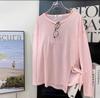 Camiseta Longa com Fenda para Mulheres 2025 Nova Cor Sólida Top Solto para Ar Condicionado Proteção Solar Cover-Up Verão Proteção Solar Cardigan
