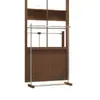 Estante de exhibición de ropa para tienda de ropa de pared, estante de piso para tienda de ropa de mujer, color nogal, estante de exhibición de acero inoxidable para tienda de ropa infantil.