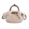 Bolso Cesta de Felpa Otoño 2025 Nuevo para Mujer, Lindo Plegado Color Sólido Hombro Único Cruzado Bolso de Moda