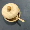 Atacado do Fabricante Pote de Tempero de Bambu Caixa de Tempero Saladeira de Bambu com Colher Exportação Amazon Armazenamento de Cozinha Pote de Tempero