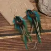 Pendientes de Plumas Bohemios Transfronterizos Colgante Largo Vintage Pendientes de Pascua Estilo Étnico Pendientes Festivos Venta al por Mayor