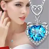 Versão coreana de venda quente colar de prata topázio natural pingente roxo azul cristal Ocean Star coração pingente clavícula cadeia