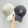 Gorra de béisbol con letras R de estilo coreano, informal, combinable con todo, con visera de diamantes de imitación, para mujer, para exteriores