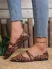Sapatos Mary Jane vintage com estampa de leopardo, transfronteiriços europeus e americanos, para outono de 2026, sapatos baixos com bico redondo e corte baixo para mulheres