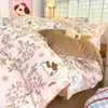 Juego de Cuatro Piezas de Terciopelo de Leche Cálido de Invierno Espeso Coral Fleece Franela Funda de Edredón Juego de Tres Piezas para Dormitorio de Estudiante
