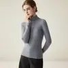 Suéter feminino de cashmere 100% cashmere de cabra peça única sem costura gola alta slim fit para mulheres, outono e inverno cor sólida base de malha