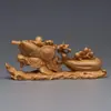 Bolsa de tela para tallado en madera de ciprés Adornos de oro y jade de Maitreya Bolsa de tela Estatua de monje Artesanías de tallado para el hogar